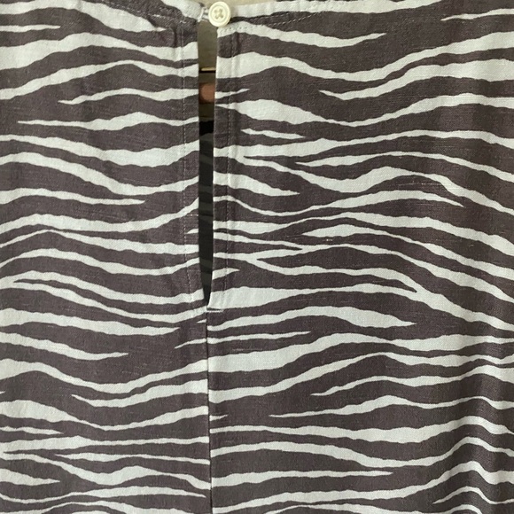 Loft Women’s Sleeveless Zebra Print Linen MidLength Dress White&Brown Size 8 - Picture 13 of 16